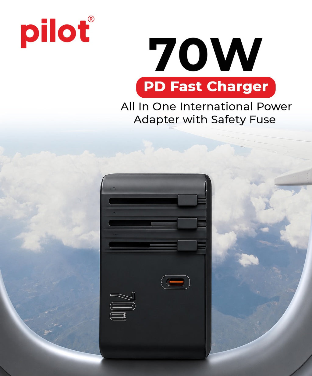 Pilot ALL IN ONE Travel Adaptor | 45W & 70W Fast Charging